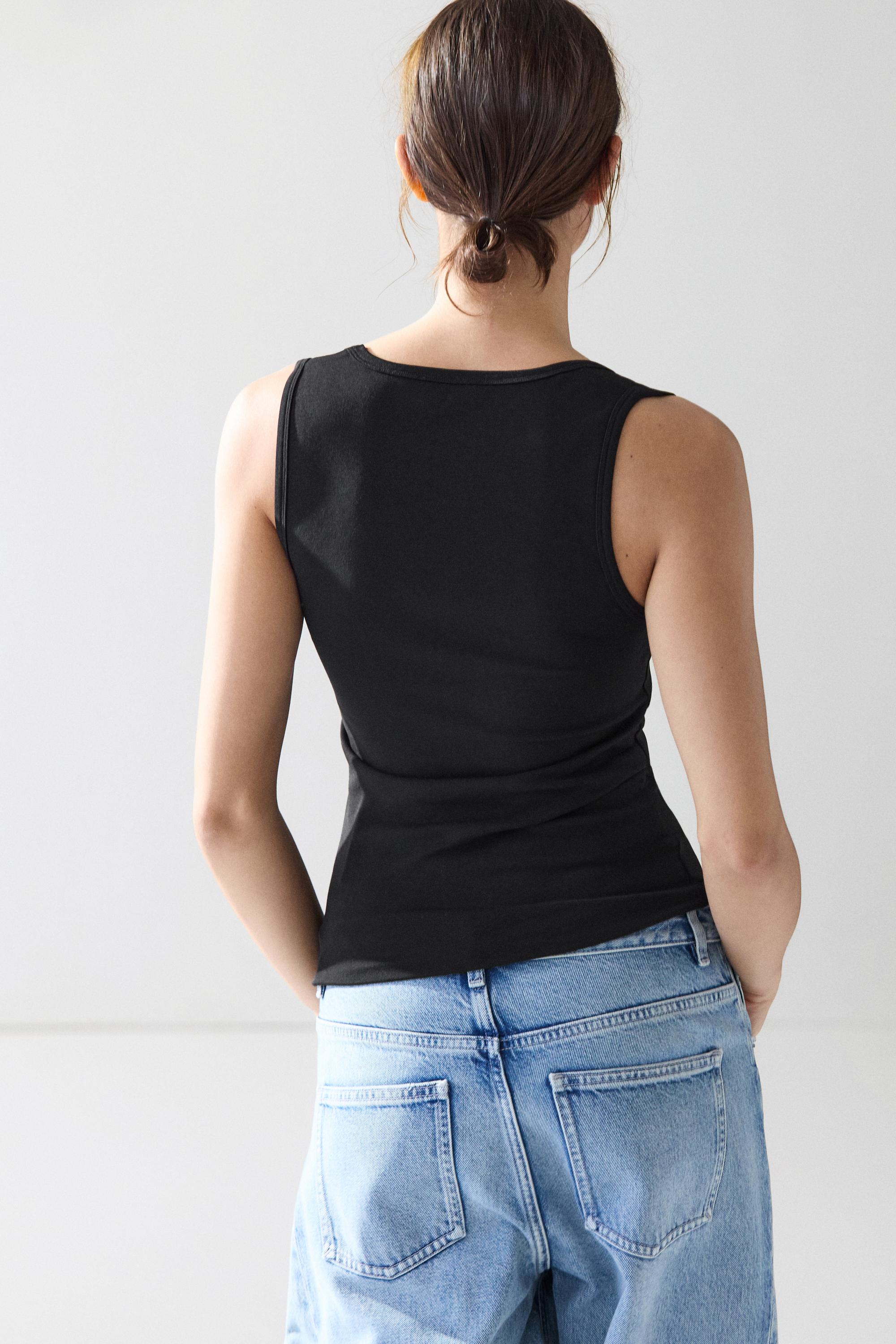 Cotton blend square neck top